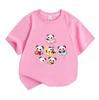 Cute Cartoon Panda Print Kids T-Shirt 100% Cotton Short Sleeve Crew Neck Casual Tee for Boys Girls Adorable Sweet Animal Pattern Soft Breathable Summe