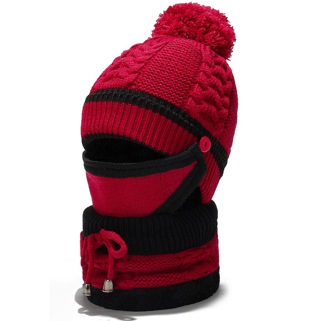 Winter Wool Hat Cold Mask Neck Cover Hat Three-piece Outdoor Cold Warm Knitted Hat