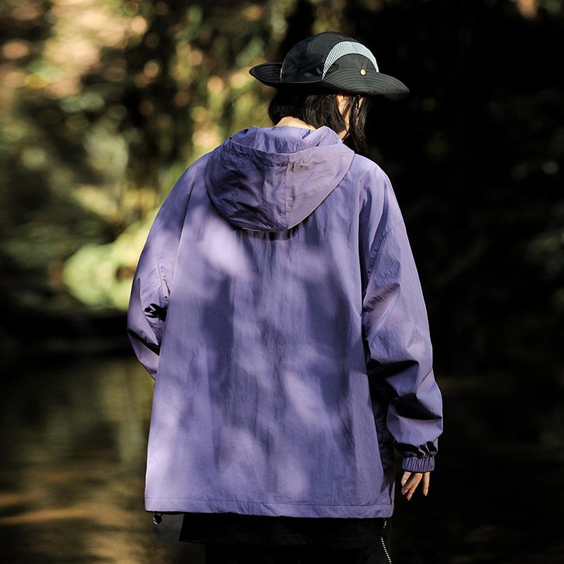 Spring and autumn new men's Korean style solid color hooded car logo long-sleeved jacket trendy couple Internet celebrity same style stylish jacket