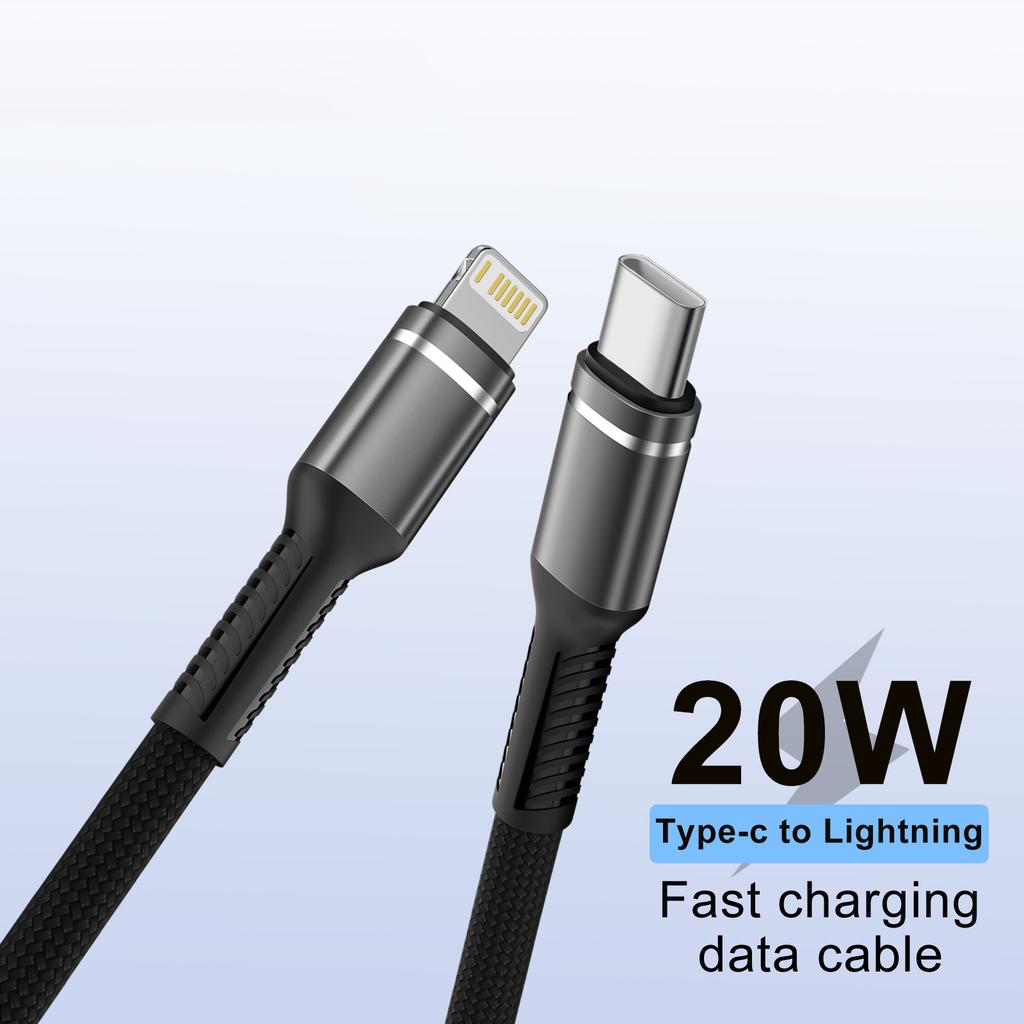 Fast Charging Lightning Cable PD MFI USB C to Lightning Wire for 14 13 12 11 Pro Max 6 7 8 Plus SE Nylon Braided 20W Line