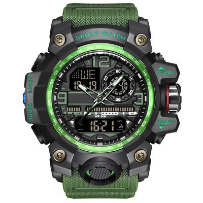 Men's Digital Waterproof 50M Sports Military Watch Dual Time LED Backlight