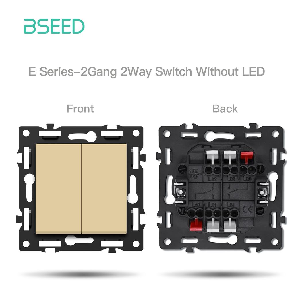BSEED Button Switch DIY Modules Light Switch Parts Gold Glass Frame DIY Combination Wall Sockets CAT6 USB-C Charge Key E-Series
