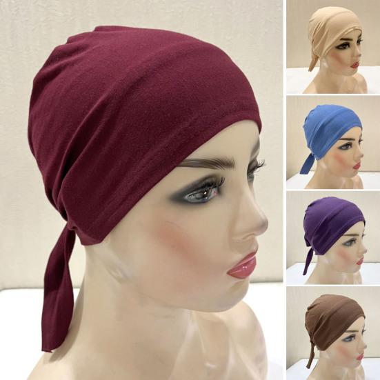 Ethnic Style Top Hat Solid Color Knotted Design Breathable Lightweight Headscarf Hat Outdoor Activities Headwear