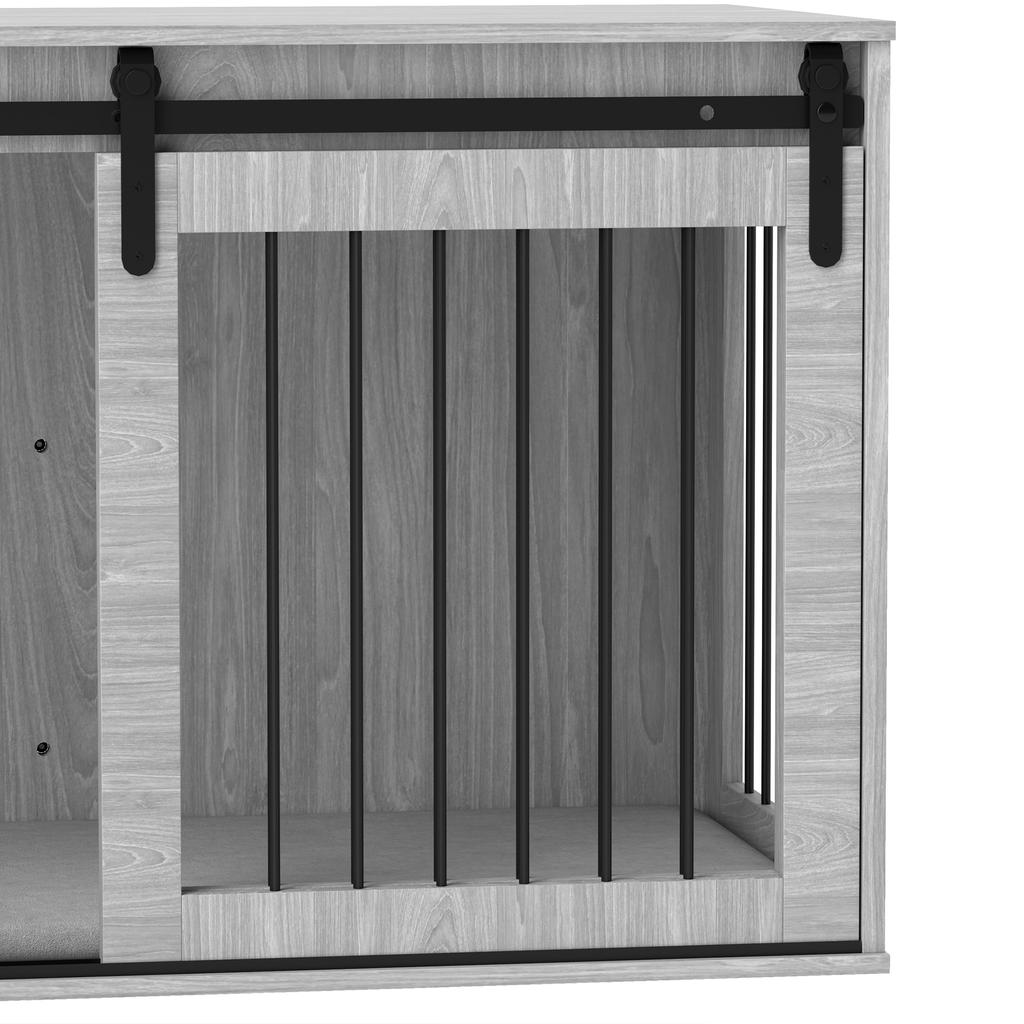 118cm Dog Crate Furniture With Removable Cushion For Extra Large Dogs Grey