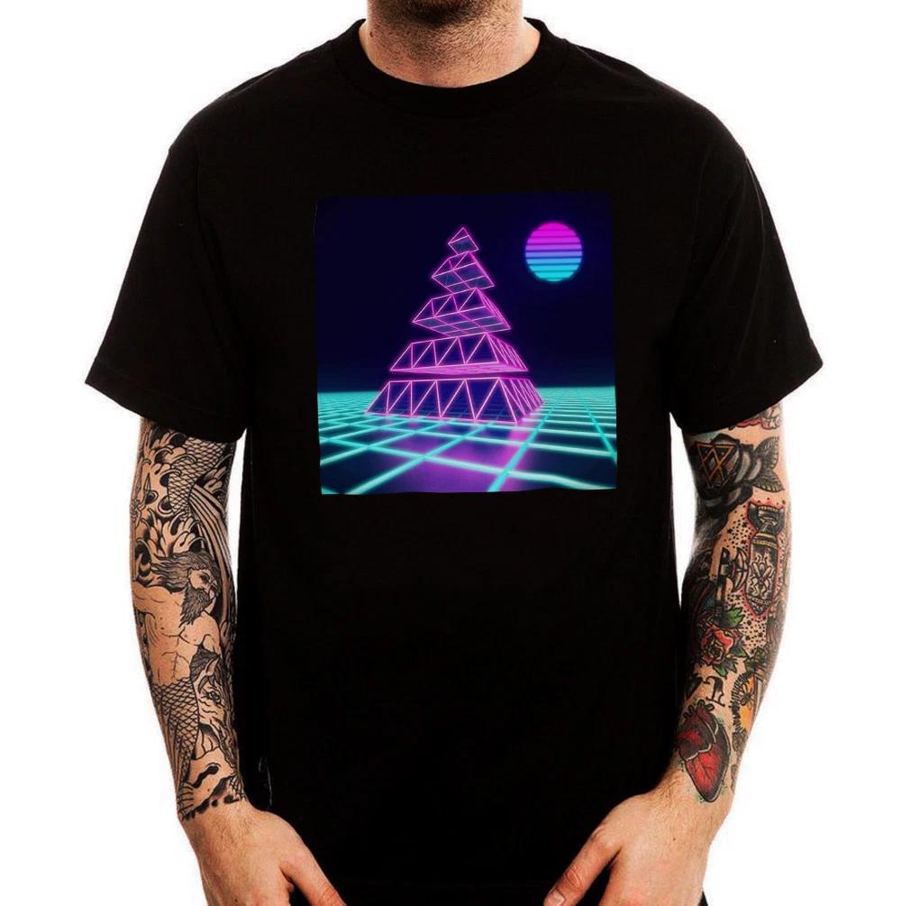 Vaporwave Rising Sun Pyramid Aesthetic  Cotton T-Shirt Top Tee 130
