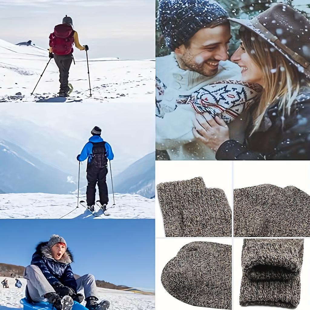 5 Paar Dicke Woll-Wintersocken für Damen - Gemütliche, Warme Sport- & Wander-Kniestrümpfe, Perfekt für Kaltes Wetter
