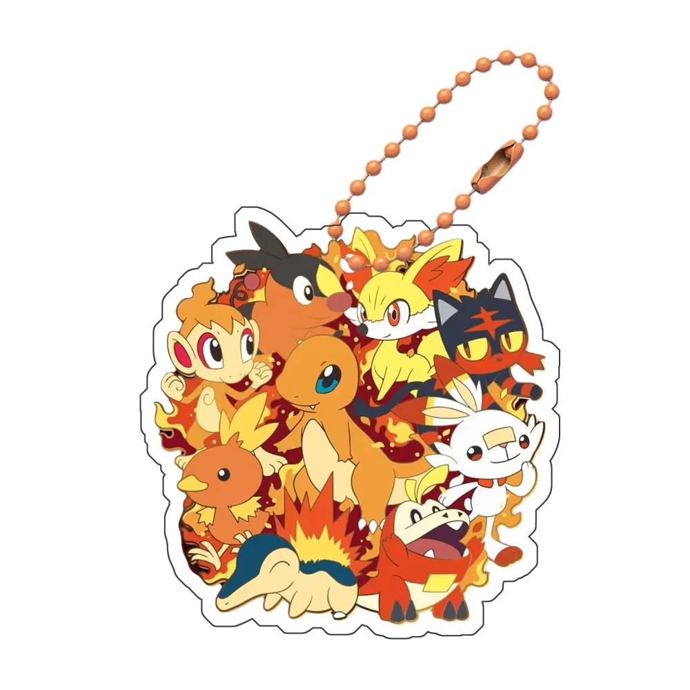

Anime Figure Bulbasaur Chikorita Charmander Scorbunny Charizard Squirtle Acrylic Keychain Mobile Phone Bag Pendant Gift 6CM-1pcs