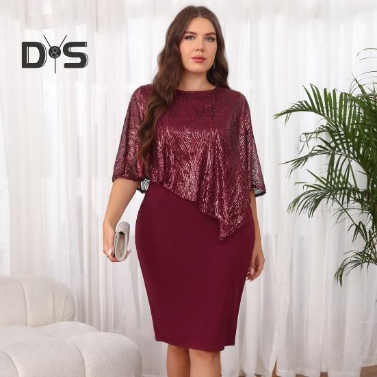 Ärmelloses Damen-Umhangkleid mit Paillettenbesatz Übergroßes Pailletten-Bodycon-Bleistiftkleid Damen Abend-Midikleid