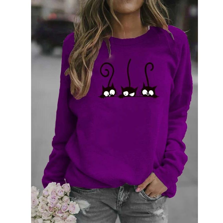 Women's Casual Long-sleeved Round Neck Printed Loose Sweatshirt Top