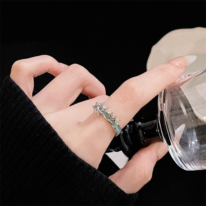 

Fresh Natural Wind Blue Butterfly Open Ring Niche Design Fashion High-End Enamel Personality Ring Women Adjustable opening
