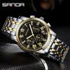 Sanda Men's Waterproof Luminous Quartz Watch - Fashionable Three-Eye Six-Hand Design with Steel Band.