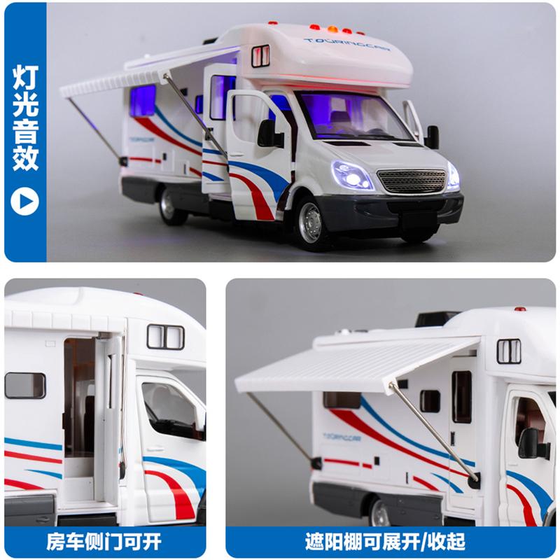 1:32 Modellini Diecast di Lusso RV Veicolo Ricreazionale Modello di Auto Camper Van Metallo Motorhome Modello Auto da Turismo Giocattolo per Bambini con Suono e Luce Regalo