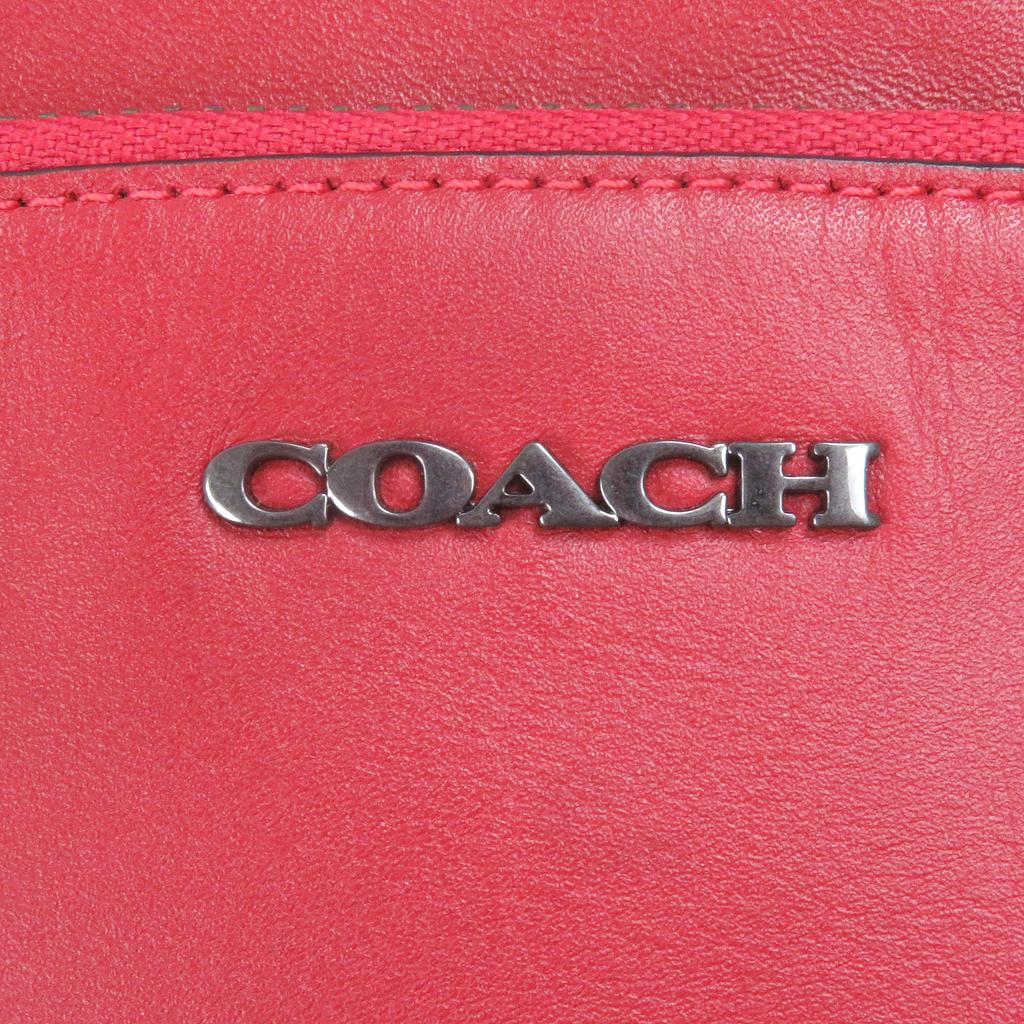 Excellent COACH Sling bag Graham Logo Silver Metal Red leather mens C2931 Used