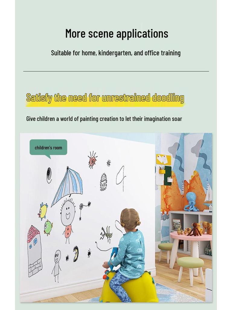 Removable Erasable Whiteboard Wall Sticker - Perfect for Graffiti or Writing In Kids' Rooms or Bedrooms.