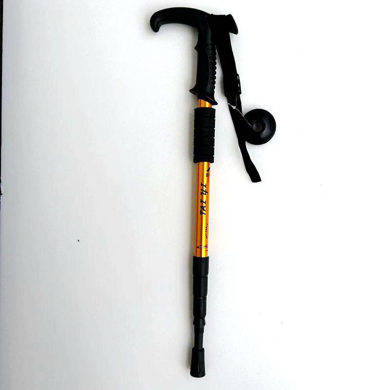 Ultra-Light Aluminum Alloy Mountaineering Trekking Pole with Shock-Absorbing Technology - Curved and Straight Handle, Telescopic Crutch