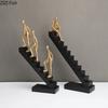 Gold-plating Climber Character Resins Sculpture Creative Climbing Ladder Figure Statue Ornaments Desk Decoration Figures Crafts