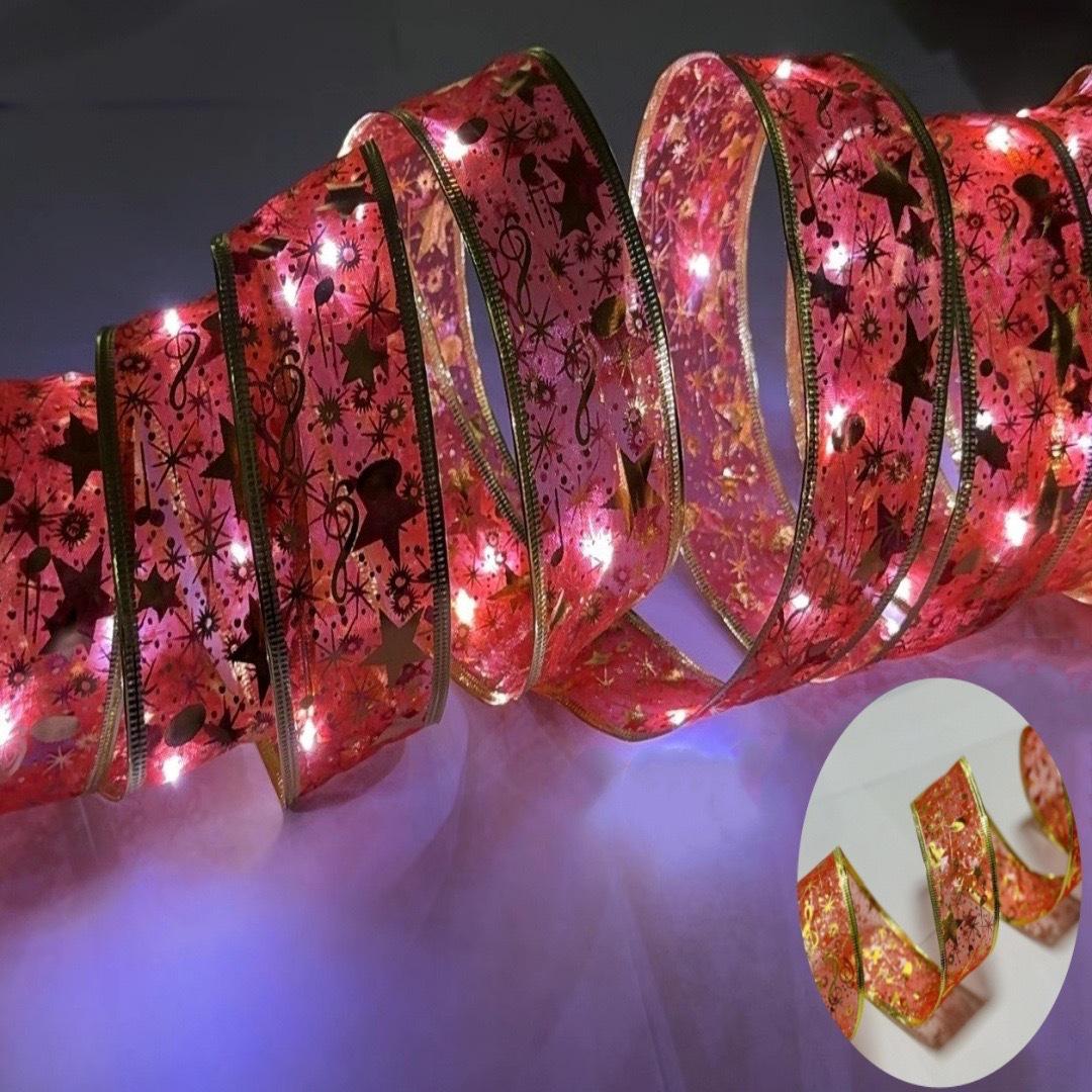 

LED Christmas Ribbon Lights - New Style Cross-border Color Strip Decoration for Holiday Atmosphere 1m 10 Lights Always On