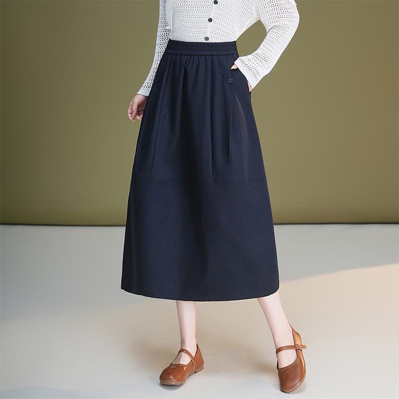 Jupe midi bouffante décontractée à taille haute et coupe évasée avec taille élastique