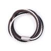 Jbans Classic Triple Leather Layered Magnetic Buckle Couple Bracelet (C2201-Ac893_Bk)