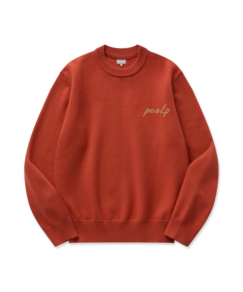 Pilpeu Hand-Embroidered Logo Knit Sweater 20(Orange)