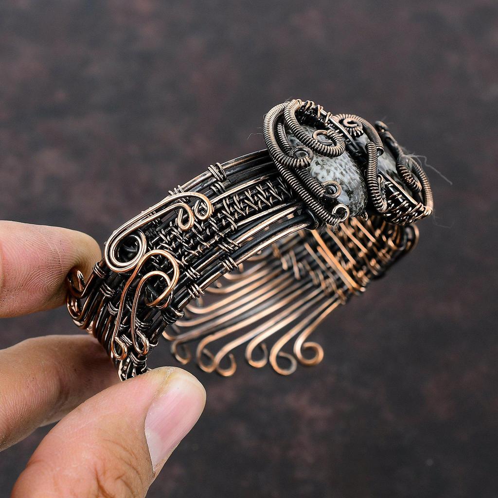 Stingray Coral Cuff Bracelet Copper Wire Wrapped Bangle Handmade Jewelry Adjustable Bangle Gift For Friend Gemstone Bracelet Copper Jewelry