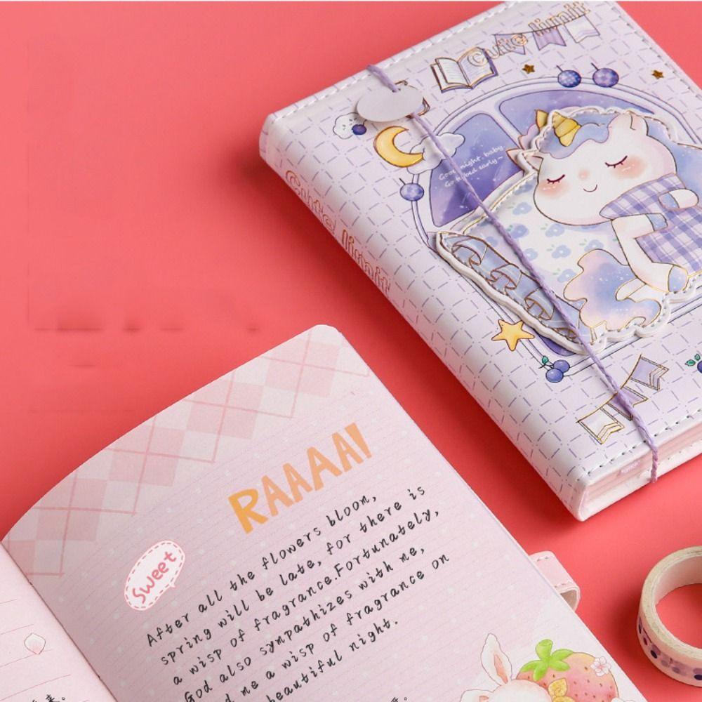 Magnetic Buckle Rabbit Note Paper Cartoon Notepad Memorandum PU Leather Palm Notebook Students