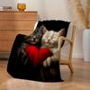 1pc Cozy Grey & White Kitten Plush Fleece Blanket - Grey Tabby & Cat with Heart Print, Soft Quilted-like Bedspread for Couch