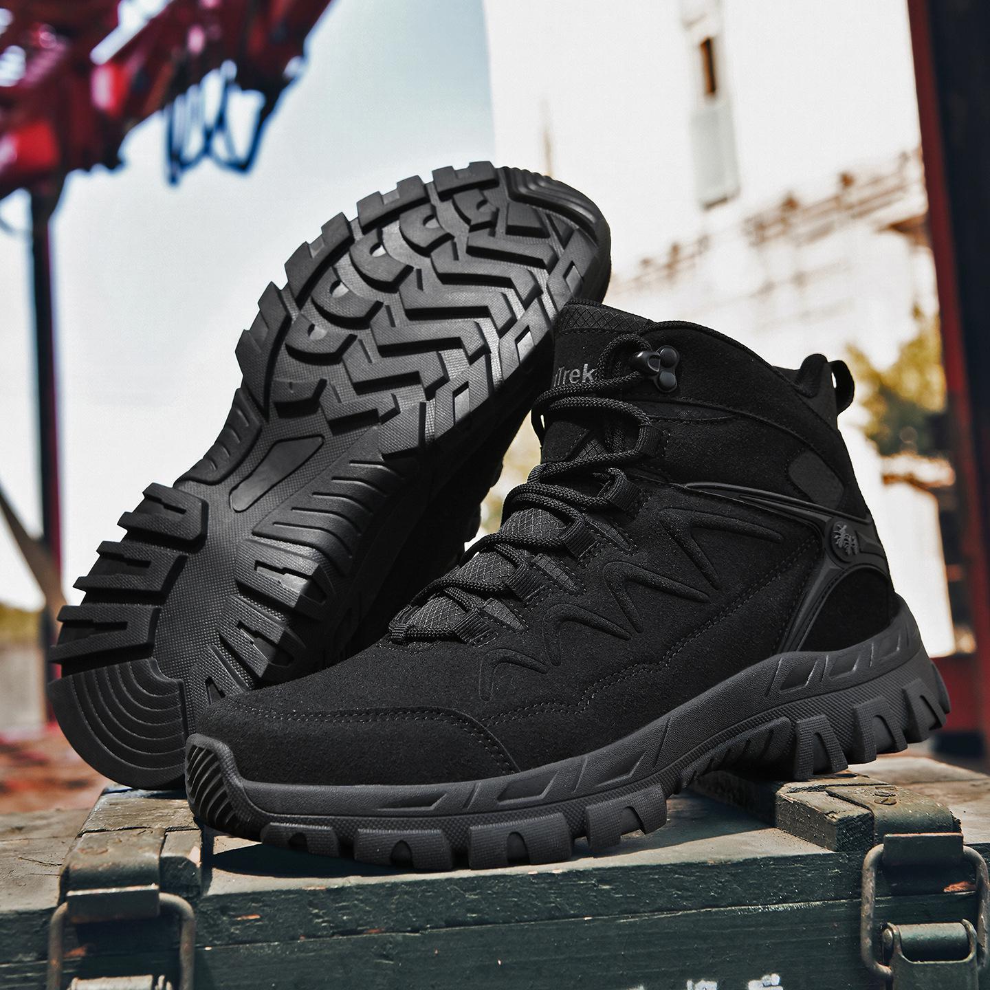 

Men s Oversized Combat Training High-Top Hiking Boots with Wide Toe and Thick Sole for Outdoor Mountaineering 41 чорний