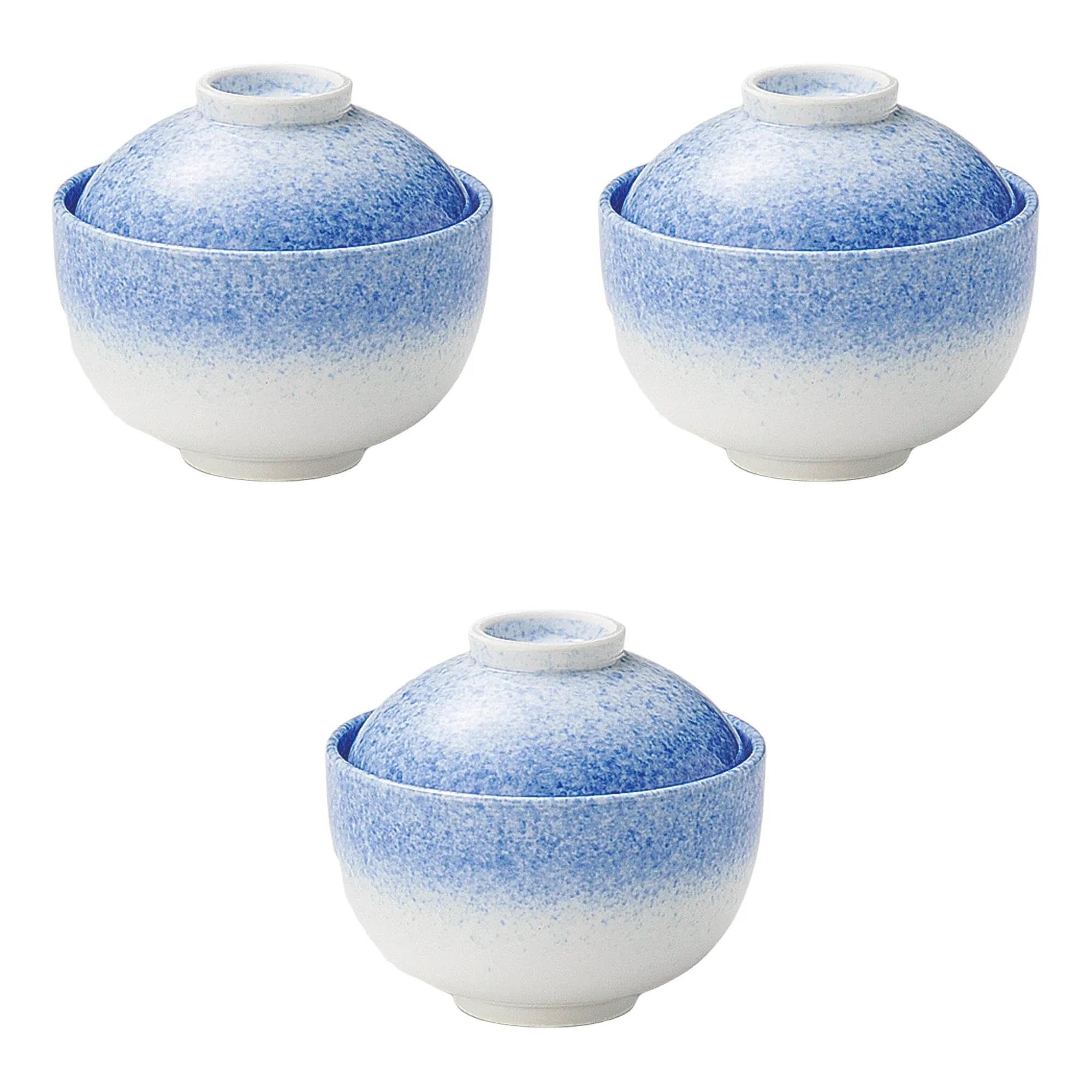 

Set of 3 Blown Ink Dessert Bowls x Reinforced Porcelain Simmered Food Bowls by Setomonohonpo Ball-Shaped [10.5 9.5 cm]