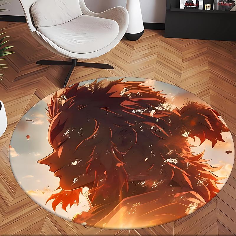 Kyojuro (5) Round Office Rug Decorative Floor Rug for Office Bedroom Living Room and Home Space