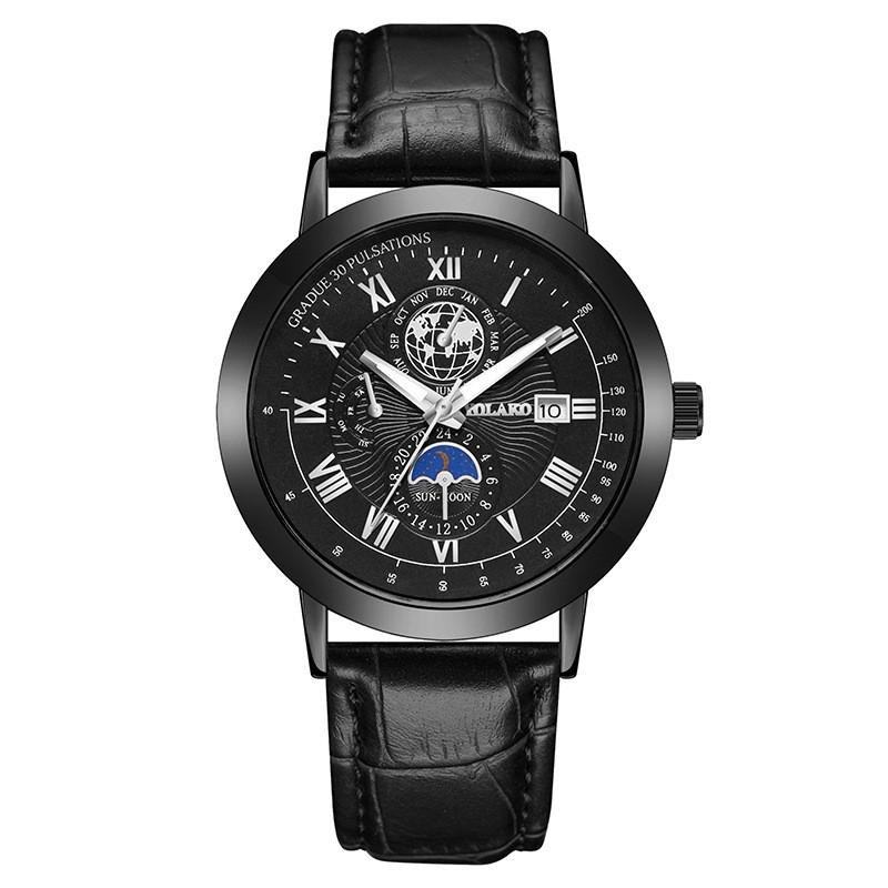 

Modern Quartz Mens Watch With Calendar And Pu Strap For Business Casual Wear Style A