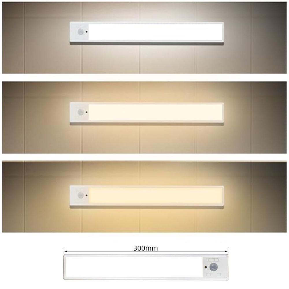 1PC 10/20/30/45cm Cabinet Lights Rechargeable Motion Sensor Indoor USB Charging Closet Light Battery Operated with 3 Color Lamp