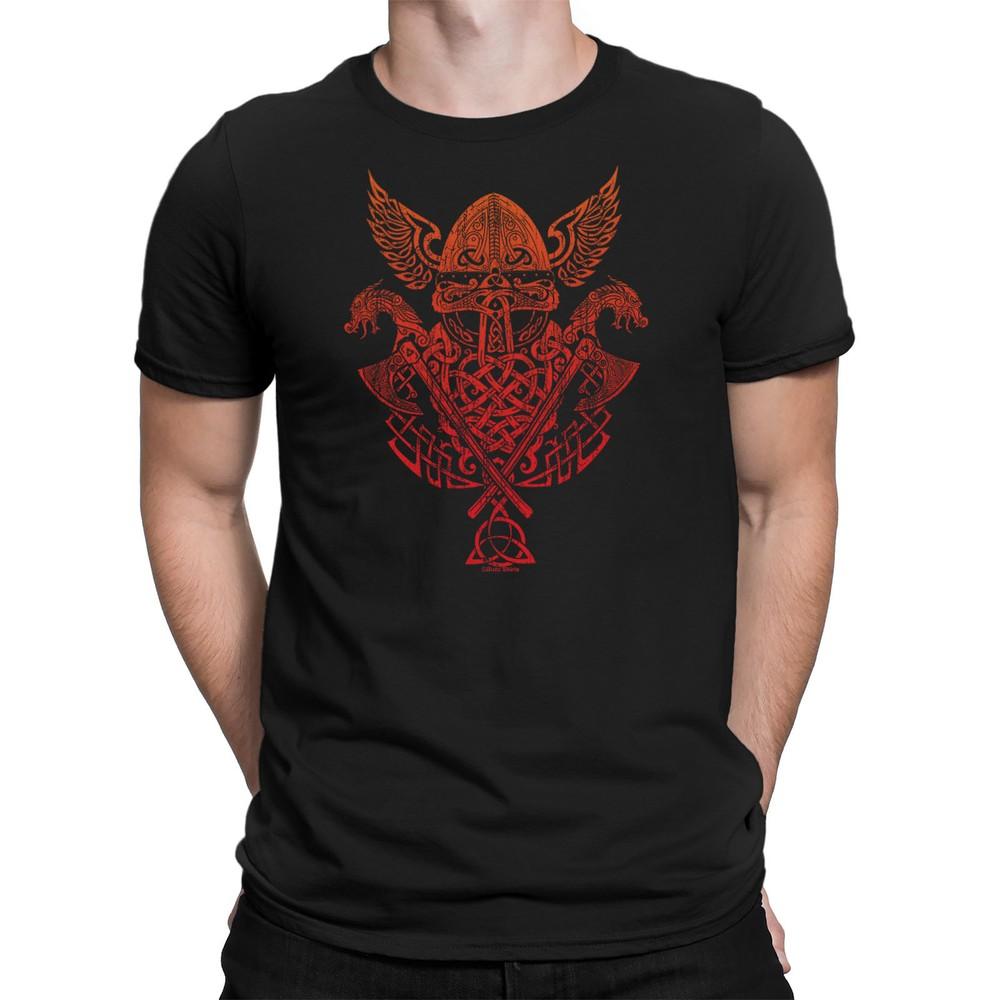 

Viking Helmet Mens Vikings T-Shirt Triquetra Symbol Norse Nordic Eco L