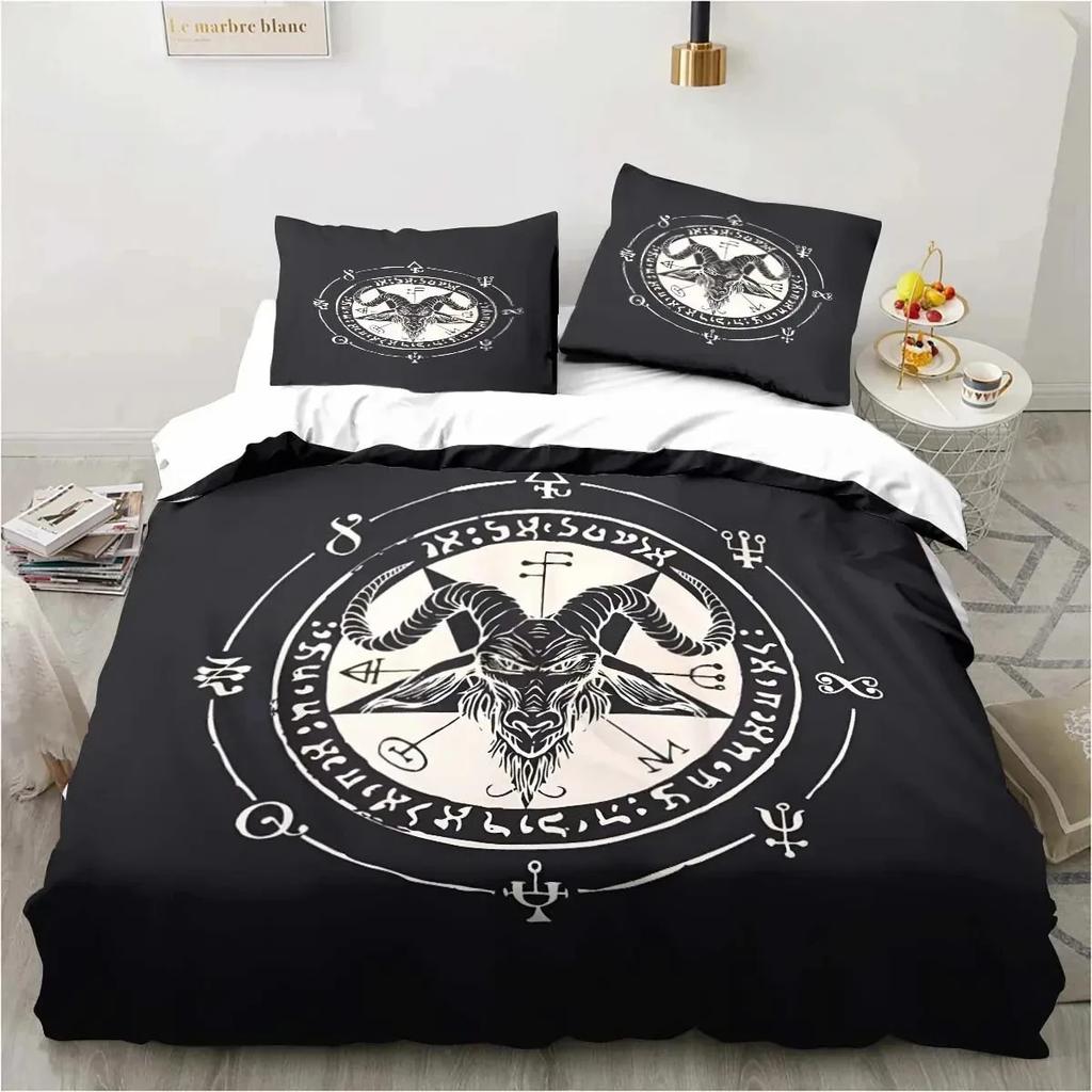 3D Print Satanic Satan Devil Bedding Set Double Twin King Duvet Cover Comforter Pillowcase Boys Girls Adults Bedroom