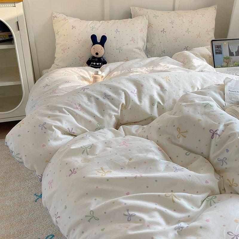 Pink Flowers Duvet Cover Set Ins Fashion Single Queen Size Girls Boys Flat Sheet Pillowcase No Filler Home Decor Bedding Set