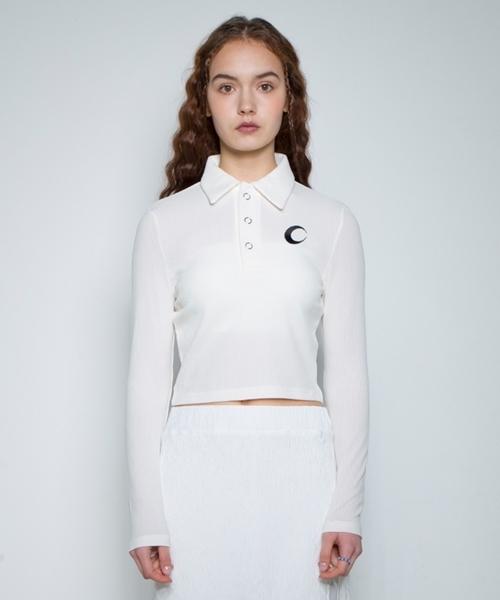 Fake Mama Signature Moon Logo Pk Crop Top [Ivory]
