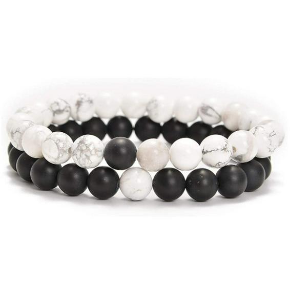 Bracelets de Couple Oeil de Tigre Mat & Pierre d'Agate - Perles de 8mm, Style Étudiant