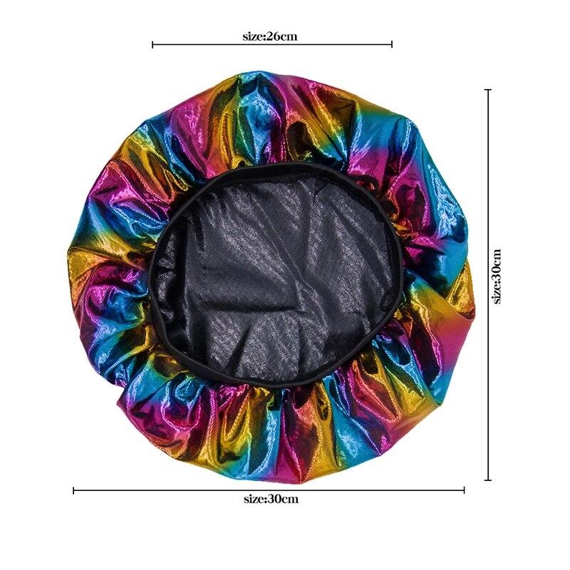 Laser Wide-brimmed Night Cap New Ladies High Elastic Hair Band Shower Cap European And American Fashion Turban Cap
