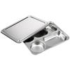 BESTOYARD Stainless Steel Lunch Plate, Divided Plate, Food Tray, Stylish Divided Plate, 5 Compartments (with Lid), Perfect for Camping and BBQ