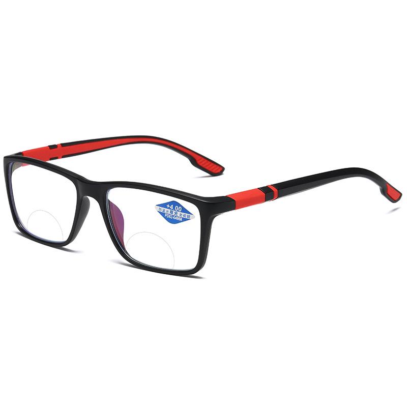TR90 Sporty Bifocal Reading Glasses, Anti-Blue Light, Resin Coated, Large Frame for Men & Women