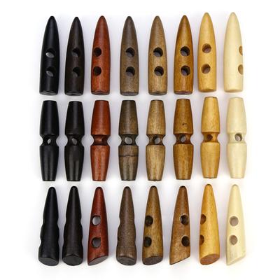 20Pcs 30Mm-60Mm Olive Wood Toggle Buttons Wind Coat Horn Buckle Sewing Button Duffel Coat Overcoat Button Garment Accessories