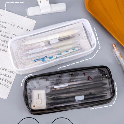 Waterproof Transparent Pencil Case Large Capacity PVC Material Stain-Resistant Easy To Clean Smooth Zipper Stationery Holder