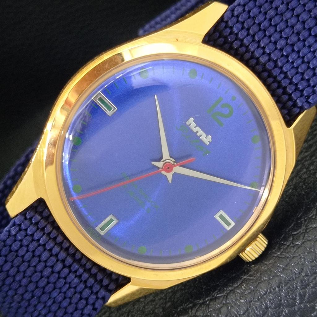 

HAND-WINDING VINTAGE HMT PILOT INDIAN MENS BLUE COLOR DIAL WATCH a703036-1 R212-a703036