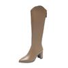 Fashion Plus Size 34-43 New Women Boots Zipper Thick High Heels Simple Thick High Heels Autumn Winter Boots Knee High Botas