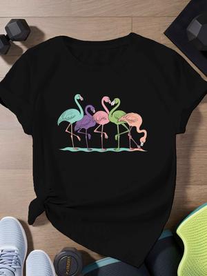 Išraiškos penki flamingai iš eilės Moteriški trumpomis rankovėmis sportiniai marškinėliai moteriški drabužiai kawaii drabužiai y2k viršus