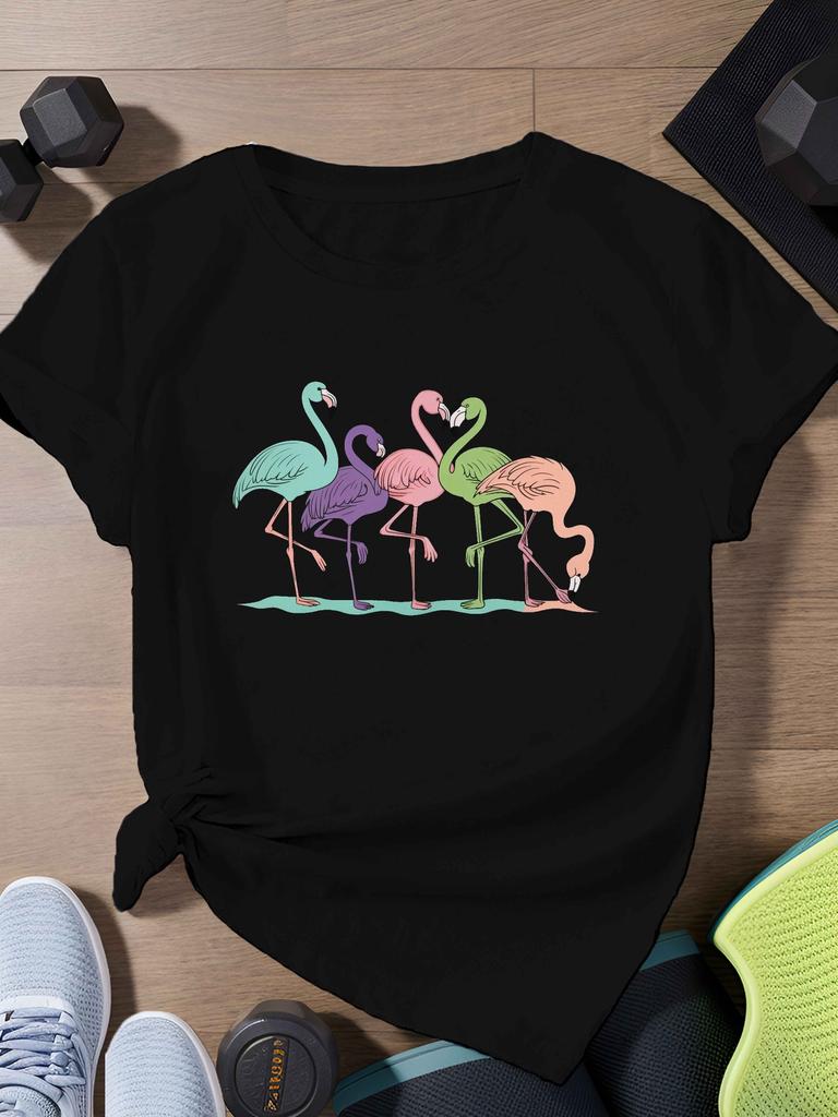 Expressions Five Flamingos In a Row Women'S Sports Short Sleeve T-Shirt Women Clothing Kawaii Clothes Y2k Top