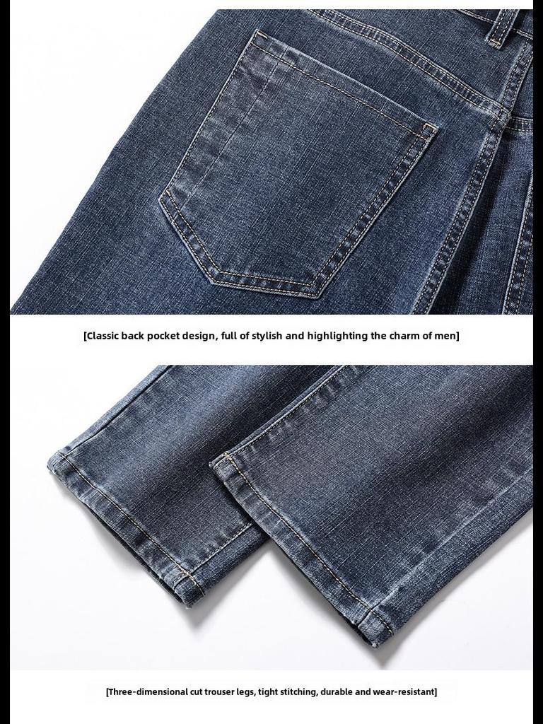 Xintang Men's Classic Elastic Slim Straight Jeans - Comfortable Business Casual Pants