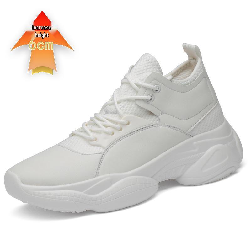 Round Toe Height-Increasing Leather & Mesh Men s Casual Sports Shoes Size 39