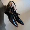 Fashion New Amber Mary Jane High Heels, Women'S One-Button Wedge Heels, Square-Toed Small Leather Shoes, High-Heeled Small Single Shoes