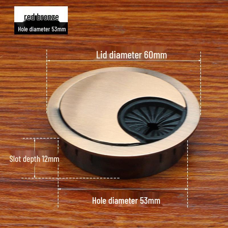 Zinc Alloy Desk Cable Grommet - Round Desktop Cable Pass-Through Cover